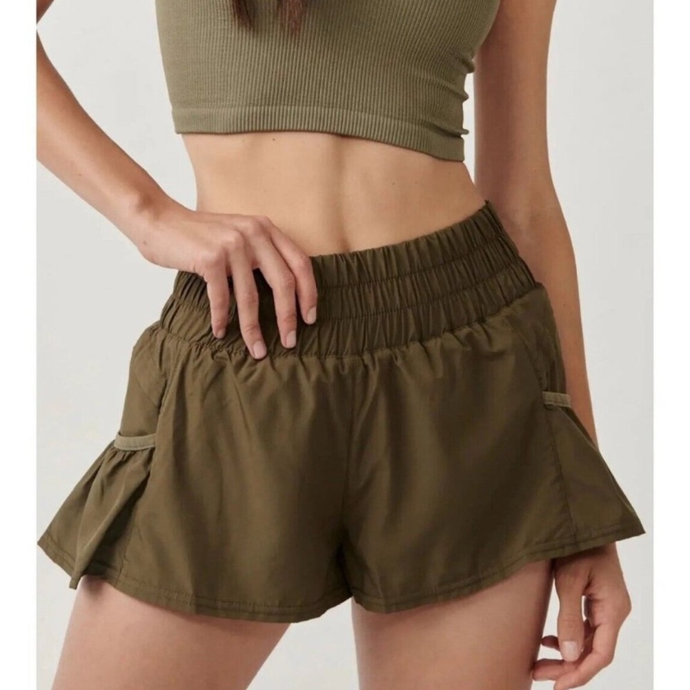 Free People Movement Get Your Flirt on Olive Green Women's Shorts